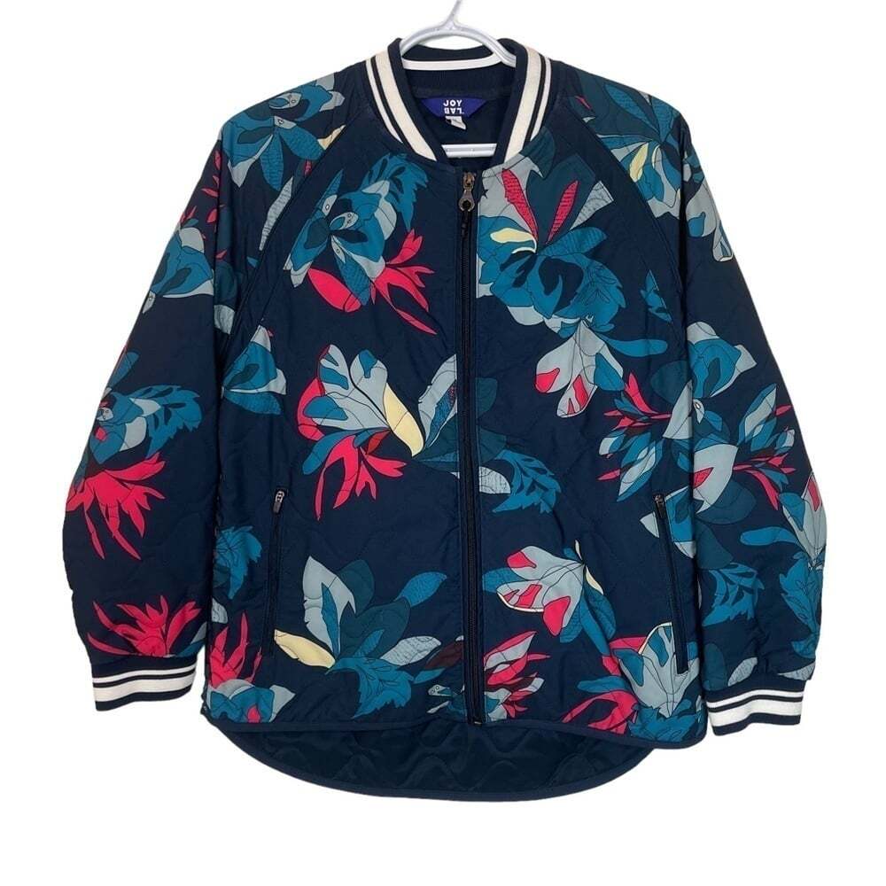 JoyLab Women’s Blue Floral Padded Long Sleeve Full Size Jacket Size Medium